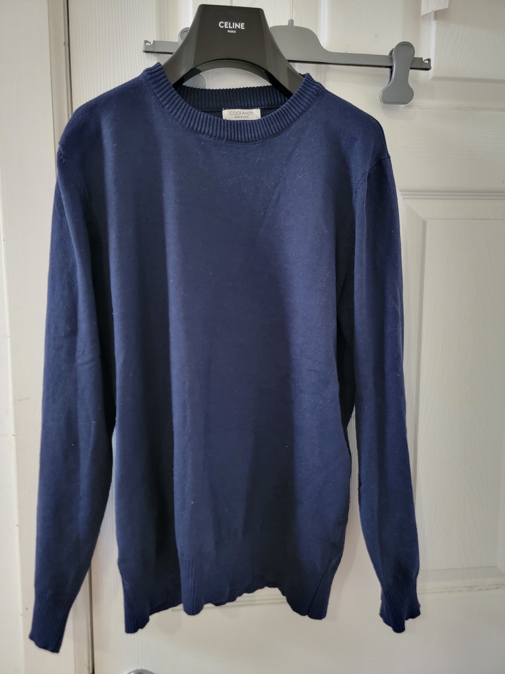 Coofandy Men's Navy Crewneck Cotton Sweater